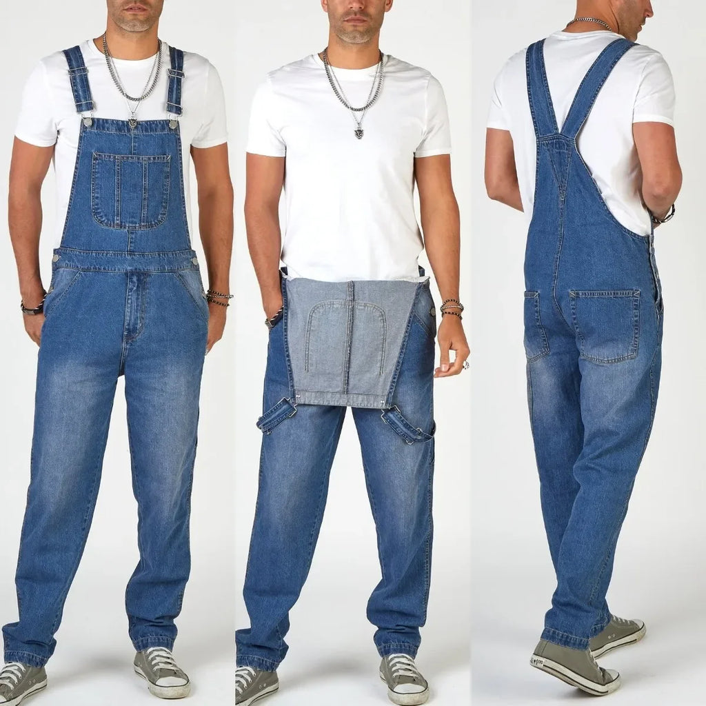 Salopette en jean homme – Coupe droite streetwear bleu clair