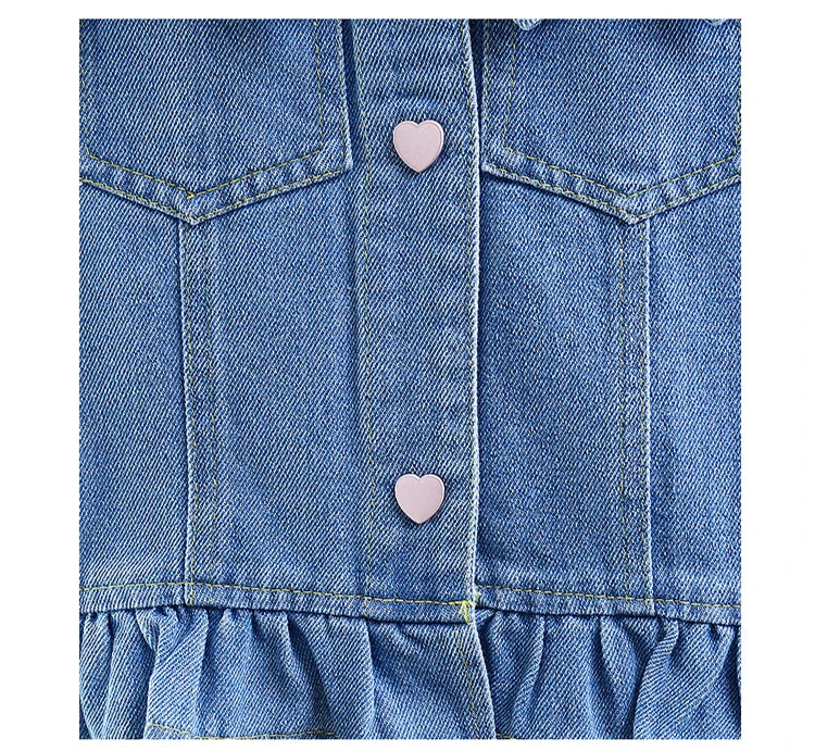 New Fashion Kids Children's Denim Vest with Bow and Pearl for Toddler Girls Denim Waistcoat Baby Lovely Style Sleeveless Jacket