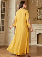 2025 Ramadan Muslim Women Embroidery Long Dress Islam Gulf Jalabiya