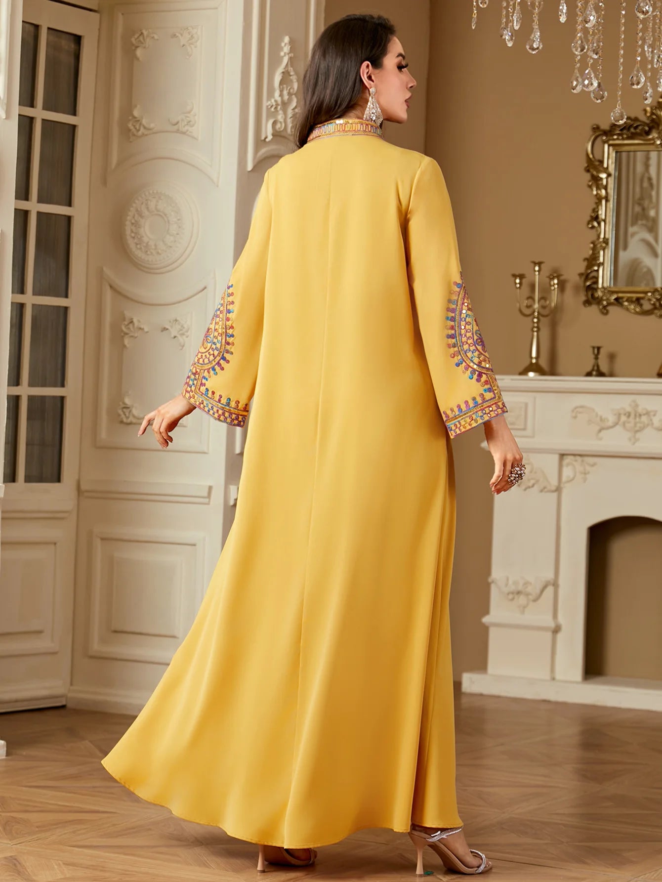 2025 Ramadan Muslim Women Embroidery Long Dress Islam Gulf Jalabiya Morocco Kaftan Turkey Robe Dubai Abaya Eid Djellaba Vestidos