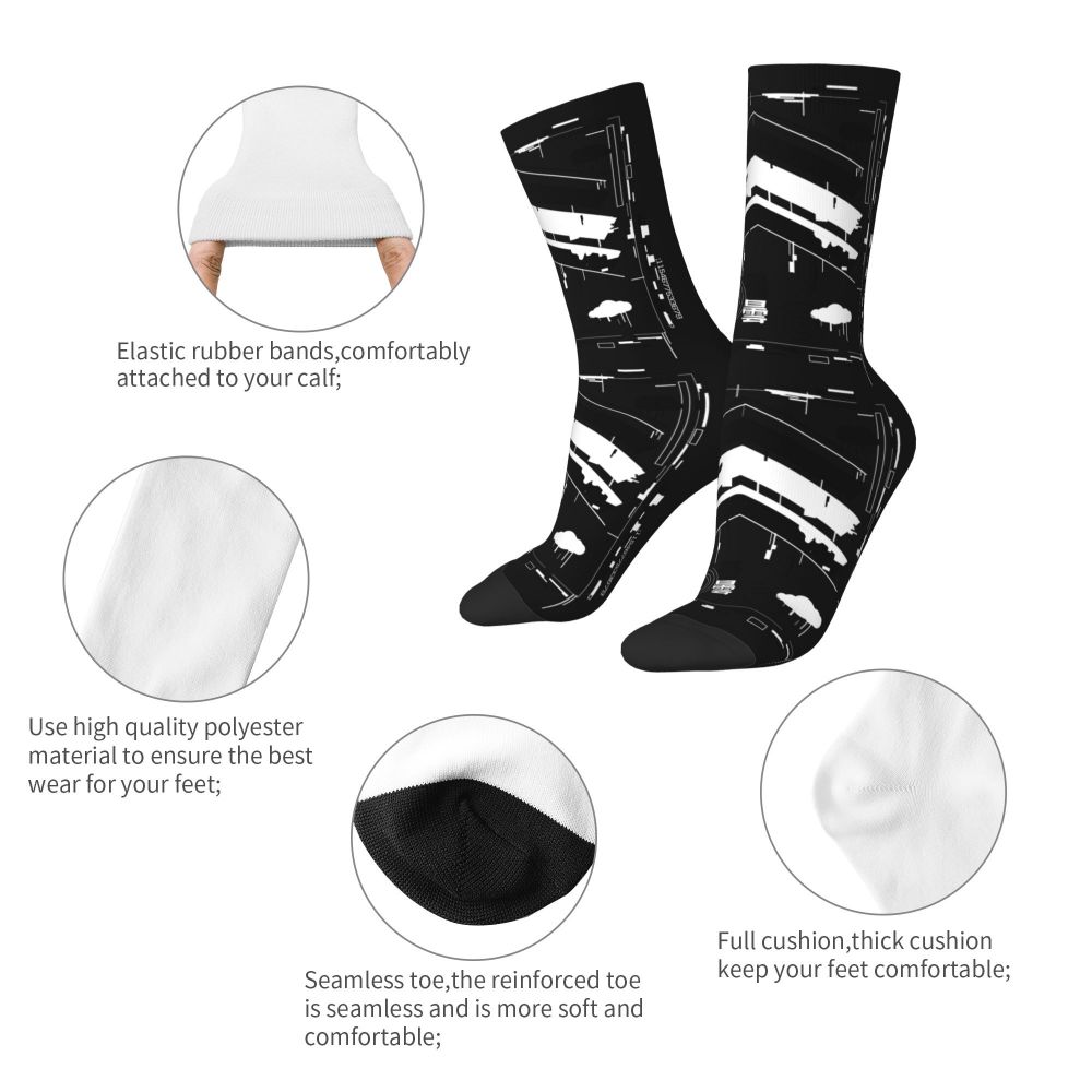 Techwear Men's Crew Socks Unisex Fun Japanese Future Tech Street Wear Style Spring Summer Autumn Winter Dress Socks