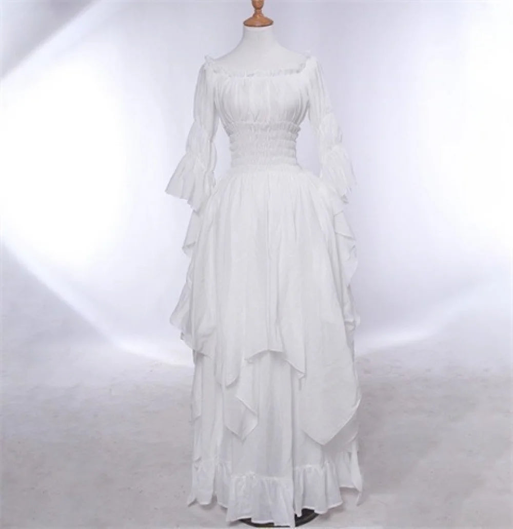 Vintage Medieval Dress Victorian Renaissance Gothic Women Cosplay Halloween Costume Prom Ruffle Princess Gown Plus Size 5XL
