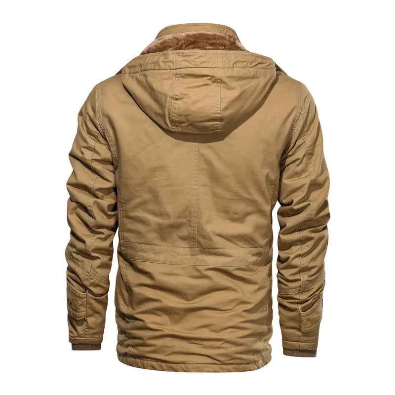 2025 New Men Velvet Cotton Jacket Autumn Winter Thickened Casual Coat Workwear Style Outdoor Warm Fleece Lined Mens Coat