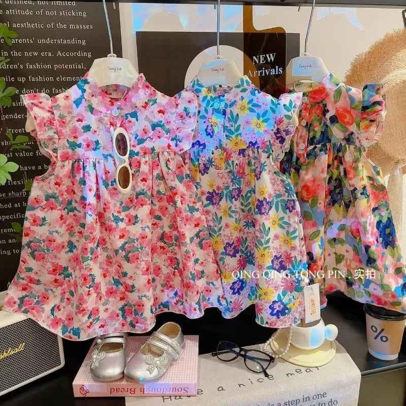 Baby Girls Beach Dresses Summer Soft Breathable Kids Girls Clothing Children Holiday A-Line Dress Vestidos 2025