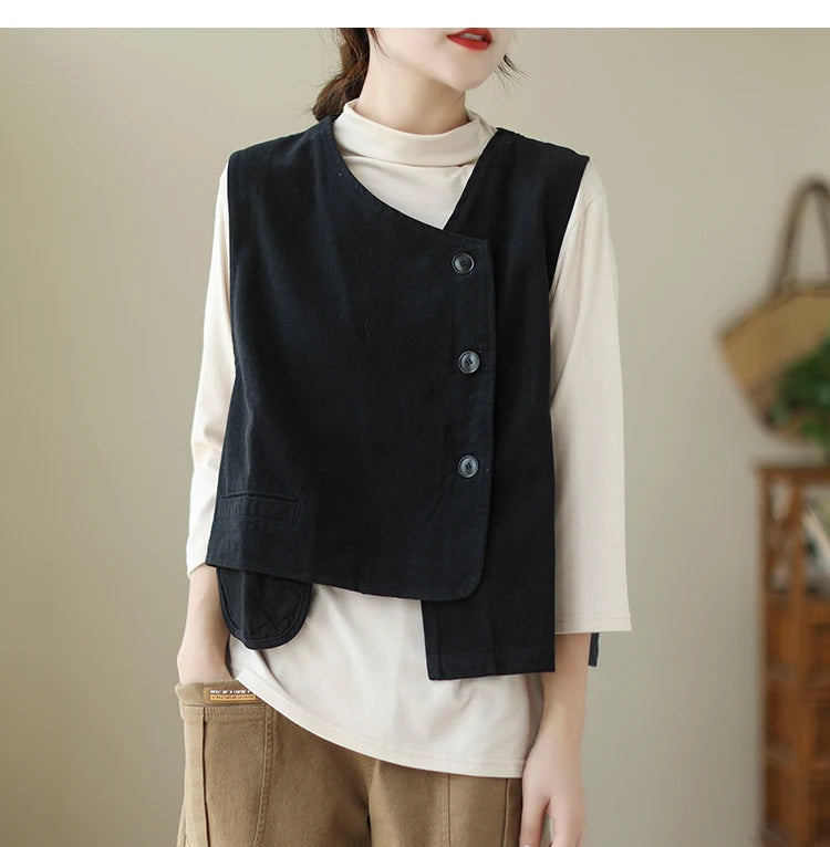 Veste Femme Style Japonais Vintage – Col V Bouton