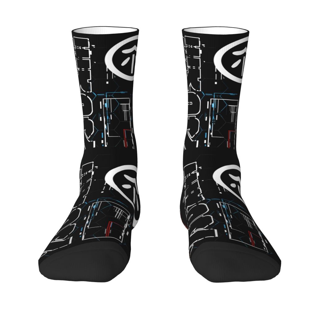 Techwear Men's Crew Socks Unisex Fun Japanese Future Tech Street Wear Style Spring Summer Autumn Winter Dress Socks