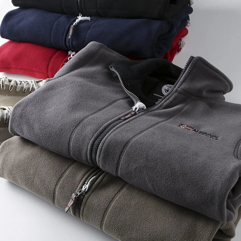 2025 New Winter Thicken Fleece Men Jacket Pockets Casual Polar Jackets Outdoor Cold-Proof Warm Overcoat Plus Size Outwear