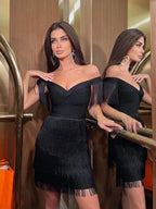 Robe de soirée femme à franges