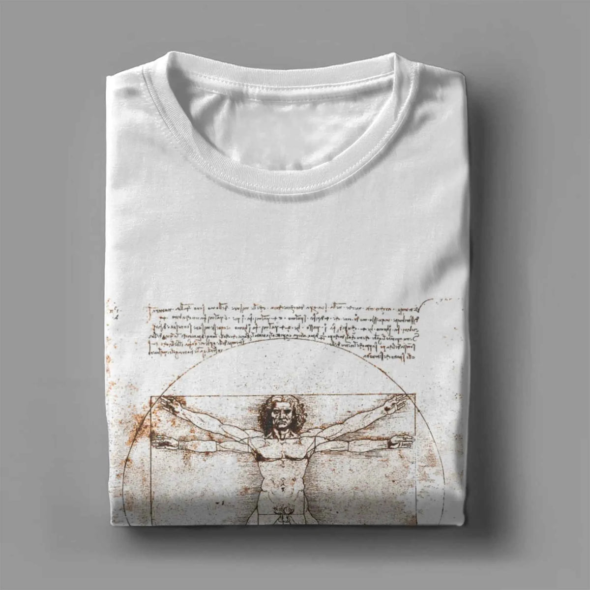 Men's Leonardo da Vinci Vitruvian Man T Shirts Engineer Pure Cotton Clothes Fun Short Sleeve Crewneck Tees Original T-Shirts