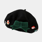 Fashion Christmas Beret Hat Red Green Sweet Christmas Beret Hat Wool Felt Dress Up Xmas Painter Hat New Year Gifts