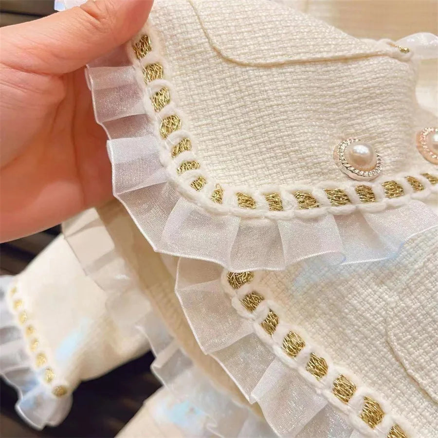 Children's Clothing Sets Lace Coat + Pleated Skirt 2pcs Sets Toddler Girl Clothes Winter Kids Clothes Baby Girl Outfit Set