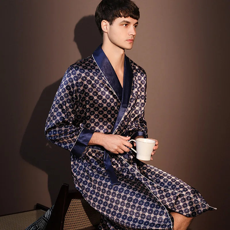 Peignoir Homme Soie de Glace — Imprimé, Léger & Confortable