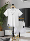 Stylish Boys'Outfit Set:Trendy Short Sleeve Shirt&Shorts with Unique Design for Big Kids-Perfect for Summer
