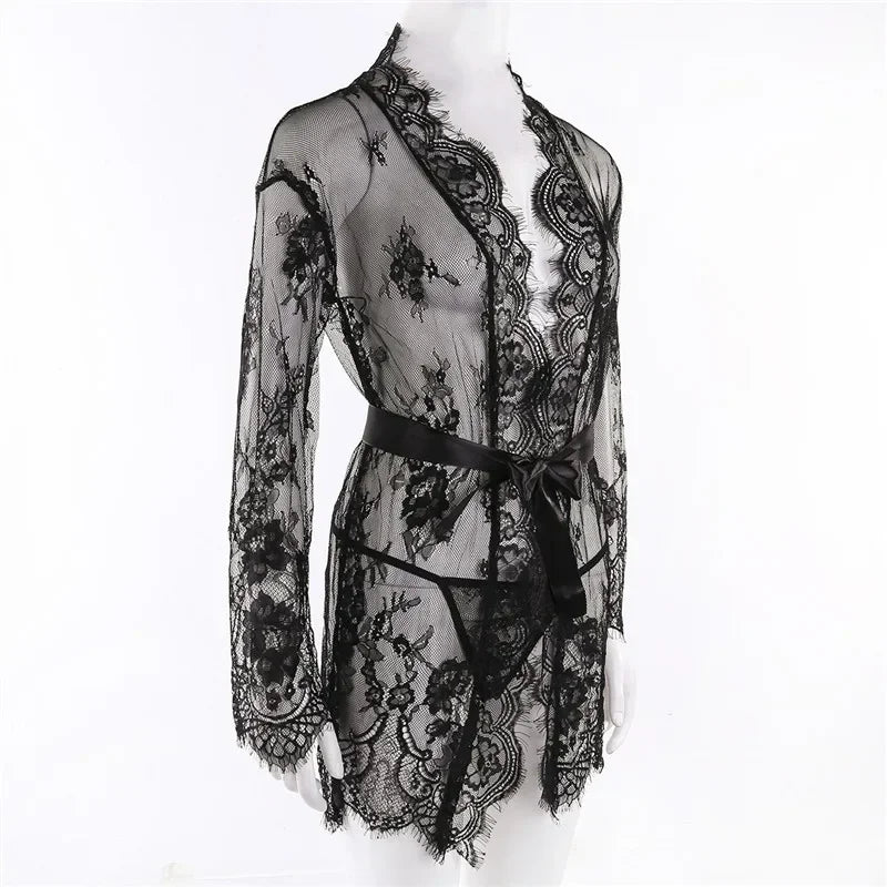 Kimono Dentelle Transparent Femme