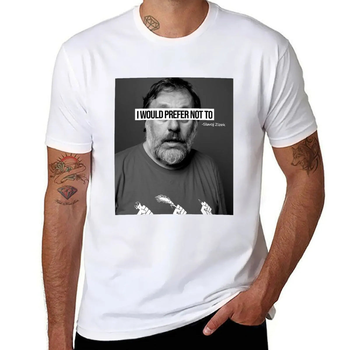 T-shirt Slavoj Žižek « I Would Prefer Not To » – Streetwear graphique