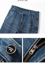 2025 Winter New Men's Fleece Thickened Jeans Retro Blue Hot Straight Casual Pants Stretch Premium Velvet Warm Denim Pants