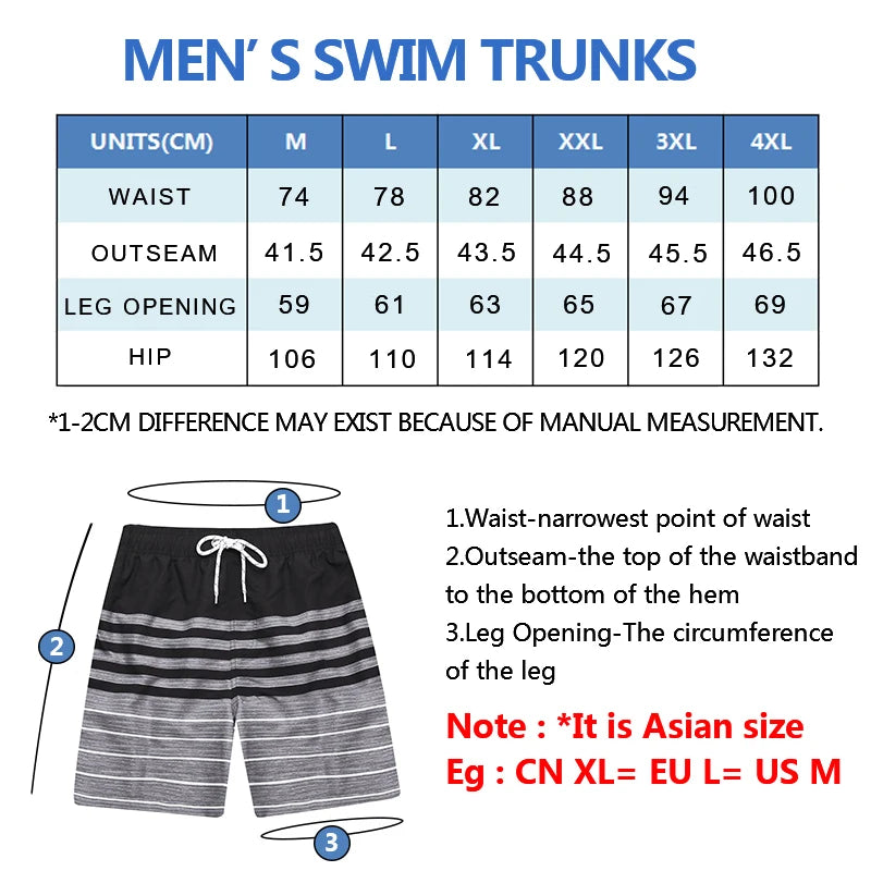 ESCATCH Fast Dry Men's Board Shorts Vertical Stripe New Arrival 2026 Summer Beach Surfing Breathable Mesh Liner Plus Size Shorts