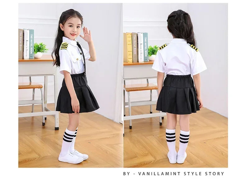 2025osplay Costumes pour enfants, uniforme de pilote d'avion, vêtements de classe de profession