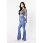Jean évasé femme taille haute – Boutons apparents