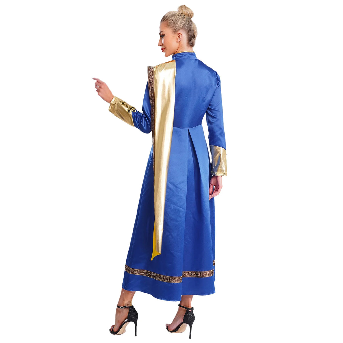 Robe longue femme asymétrique – Détails brillants