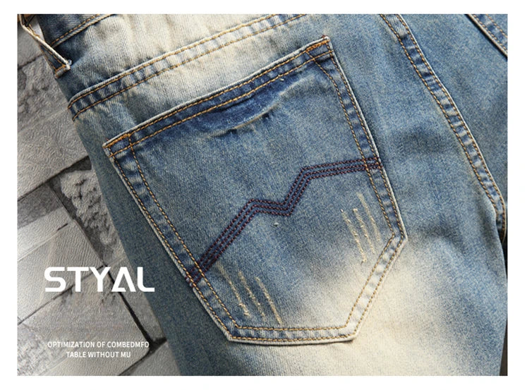Jean homme déchiré bleu vintage – Streetwear délavé