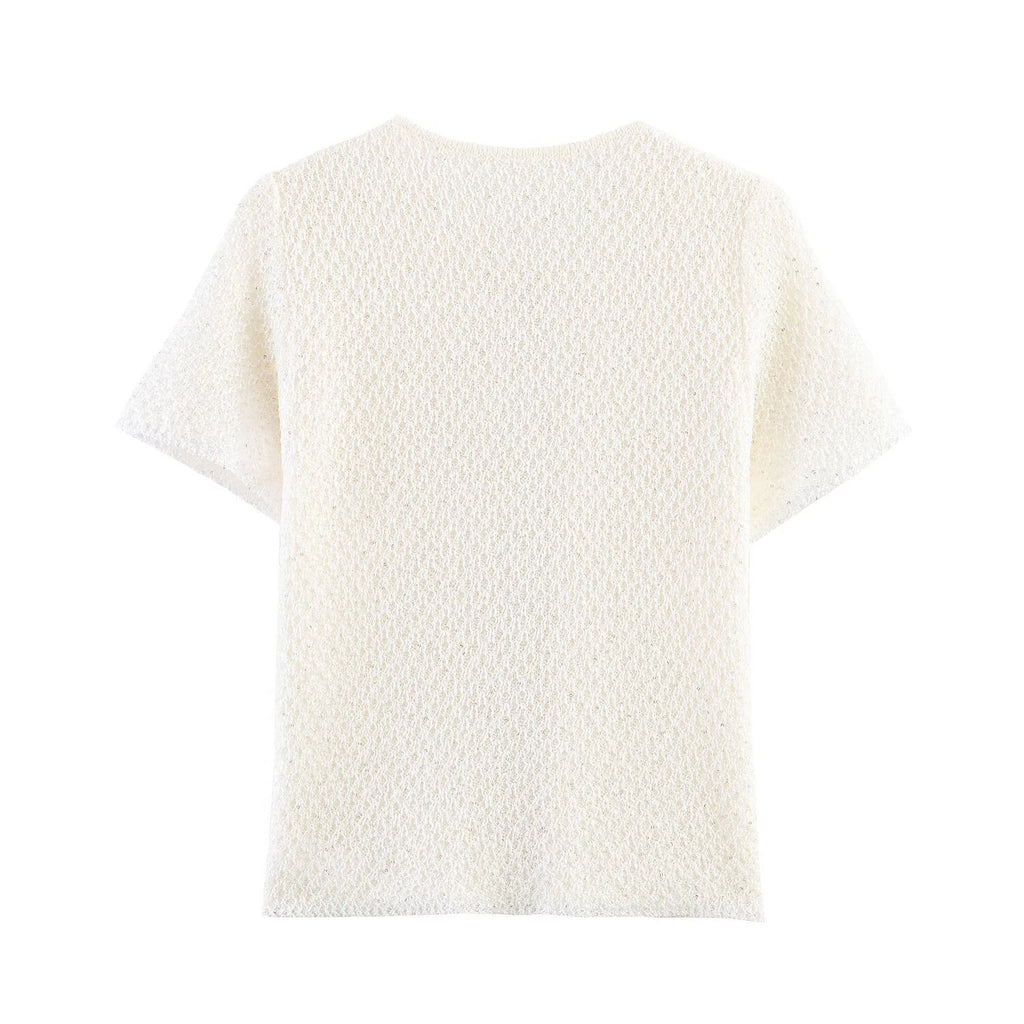 Women's Clothing 2025 New Style European And American Fashion Simple Pearl Decoration Knitted Top Knitted Vest