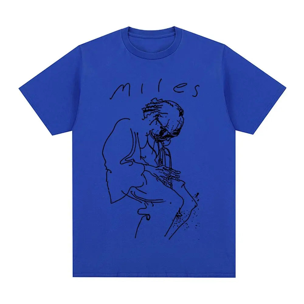 Miles Davis Vintage T-shirt Retro Music Jazz Concert Singer Art Cotton Men T shirt New Tee Tshirt Womens Tops