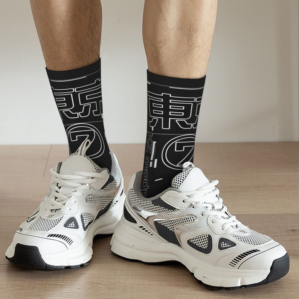 Techwear Men's Crew Socks Unisex Fun Japanese Future Tech Street Wear Style Spring Summer Autumn Winter Dress Socks