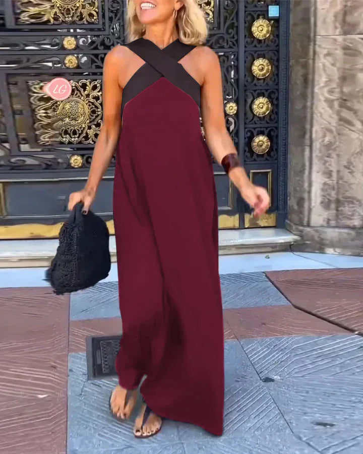 Summer Fashion Dresses For Women Sleeveless Solid Color Square-neck Casual Simple Elegant Suspender Loose Long Dresses 2025 New
