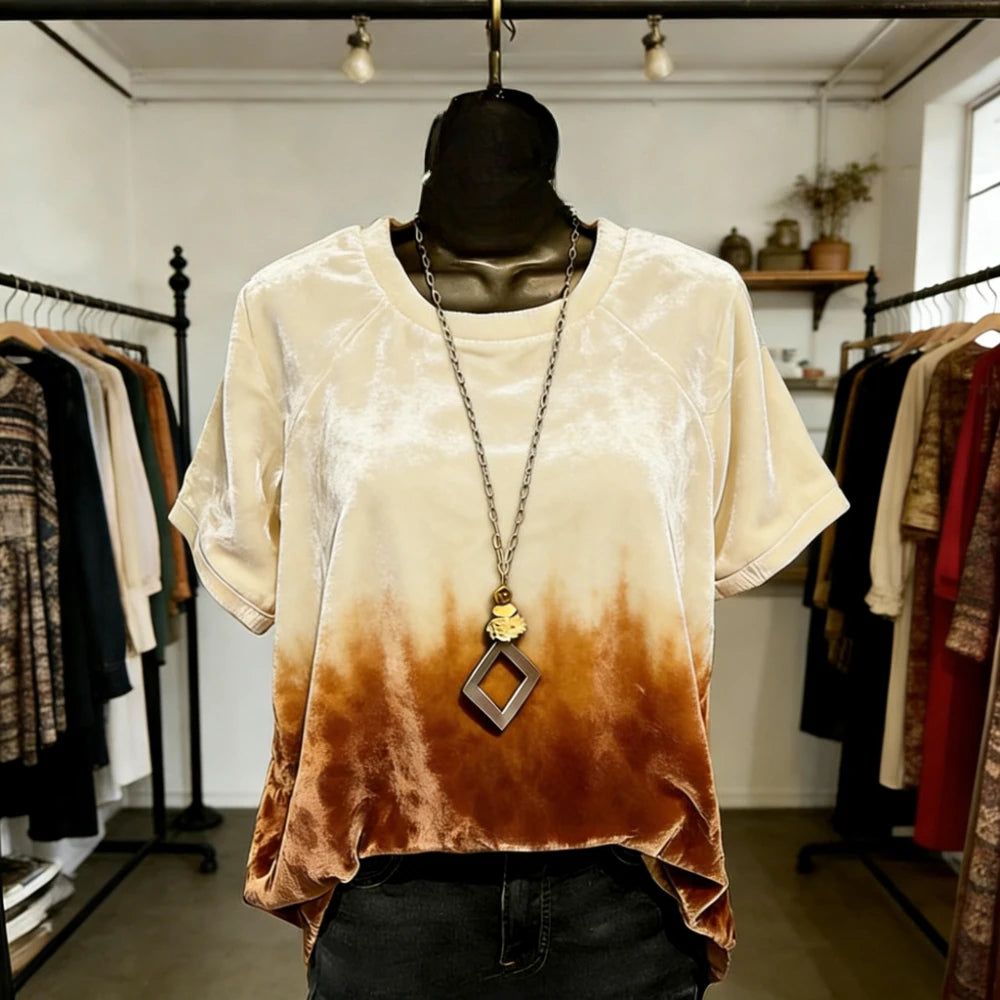 T-shirt femme imprimé dégradé – Streetwear coupe ample