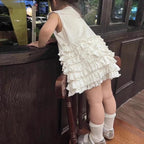 Children's Clothing 2025 Summer New Sweet White POLO Collar Vest