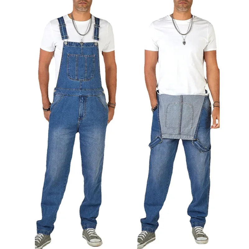 Salopette en jean homme – Coupe droite streetwear bleu clair