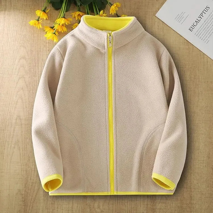 Manteau Polaire Enfant À Capuche – Double Polaire Chaud Zipé 2-14 Ans