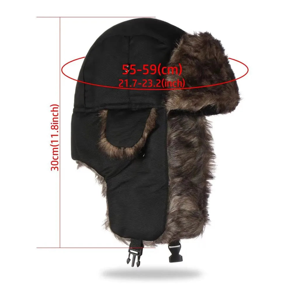 Unisex Warm Men's Women Trapper Cap Aviator Trooper Earflap Winter Flaps Ski Hat New Er Hats Russian Faux Fur Hats