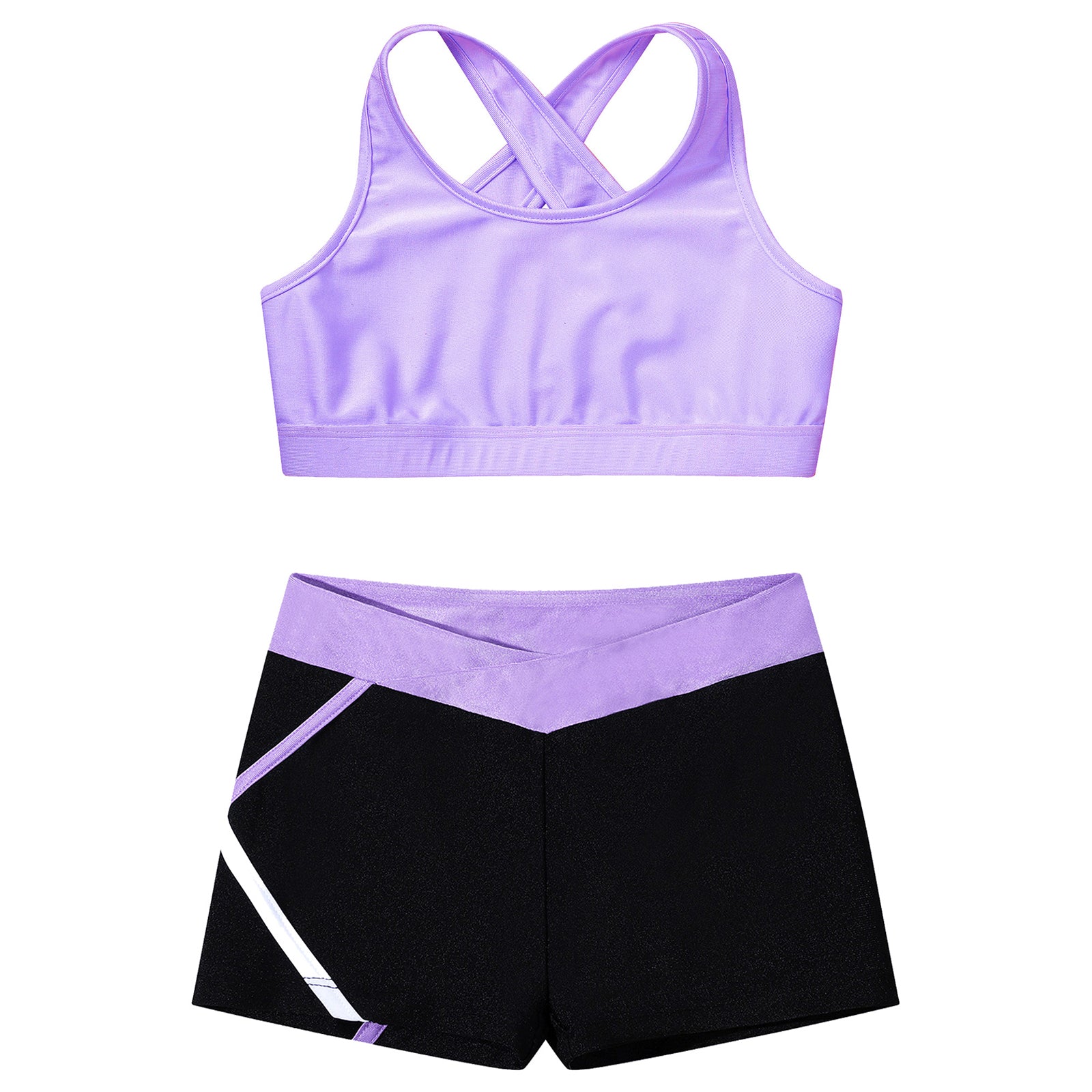 Children's Clothing Girls Ballet Dance Suits Crop Top + Shorts Sports Sets for Running Gym Workout Outfit 8 10 14 16 Kids Sets