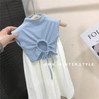 Children's Clothing sets 2-7 Years Backless Sleeveless T-Shirt &