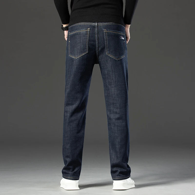 2026 Winter Fleece Thick Warm Men Jeans Slim Skinny Stretch Straight Classic Version of  Denim Plush Pants Male Brand Clothing