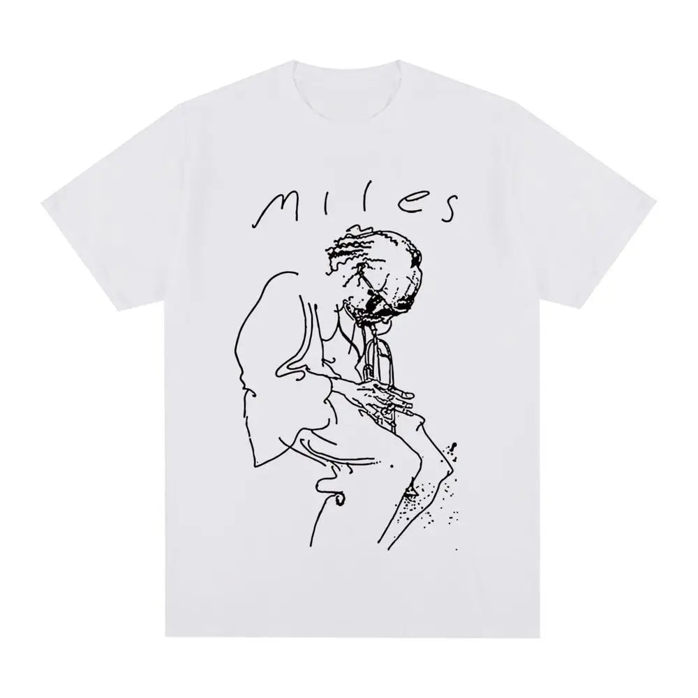 Miles Davis Vintage T-shirt Retro Music Jazz Concert Singer Art Cotton Men T shirt New Tee Tshirt Womens Tops