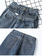 Velvet Thickened New Jeans Female Straight Pants Loose 2023 Winter Korean High-waisted Outside Wearing Warm Harun Pants