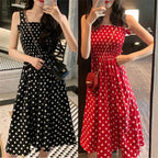 robe femme Summer Polka Dot Womens Dresses Elegant Square Neck