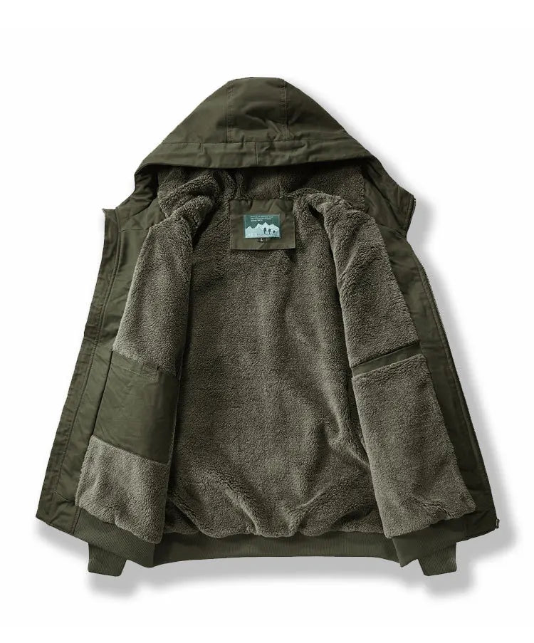 New 2026 Men's Thicken Warm Cotton Jackets Autumn Winter Fleece-lining Loose Casual Hooded Cargo Coats Men Parkas Jackets M-6XL