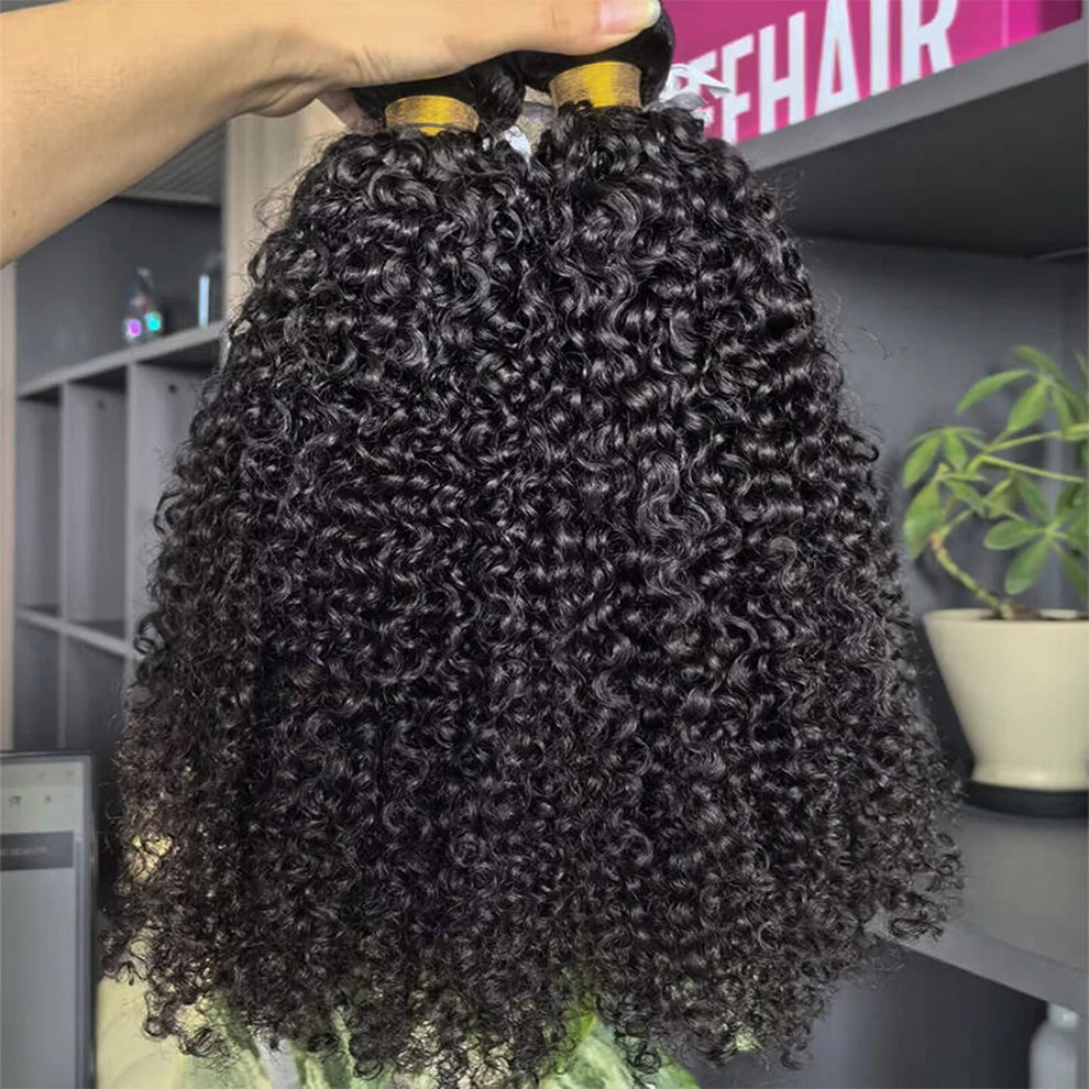 16A Indian Kinky Curly Hair Bundles 1/2/3 Bundles Deal Raw Unprocessed Human Hair Weave Tissage Cheveux Humain Hair Extensions