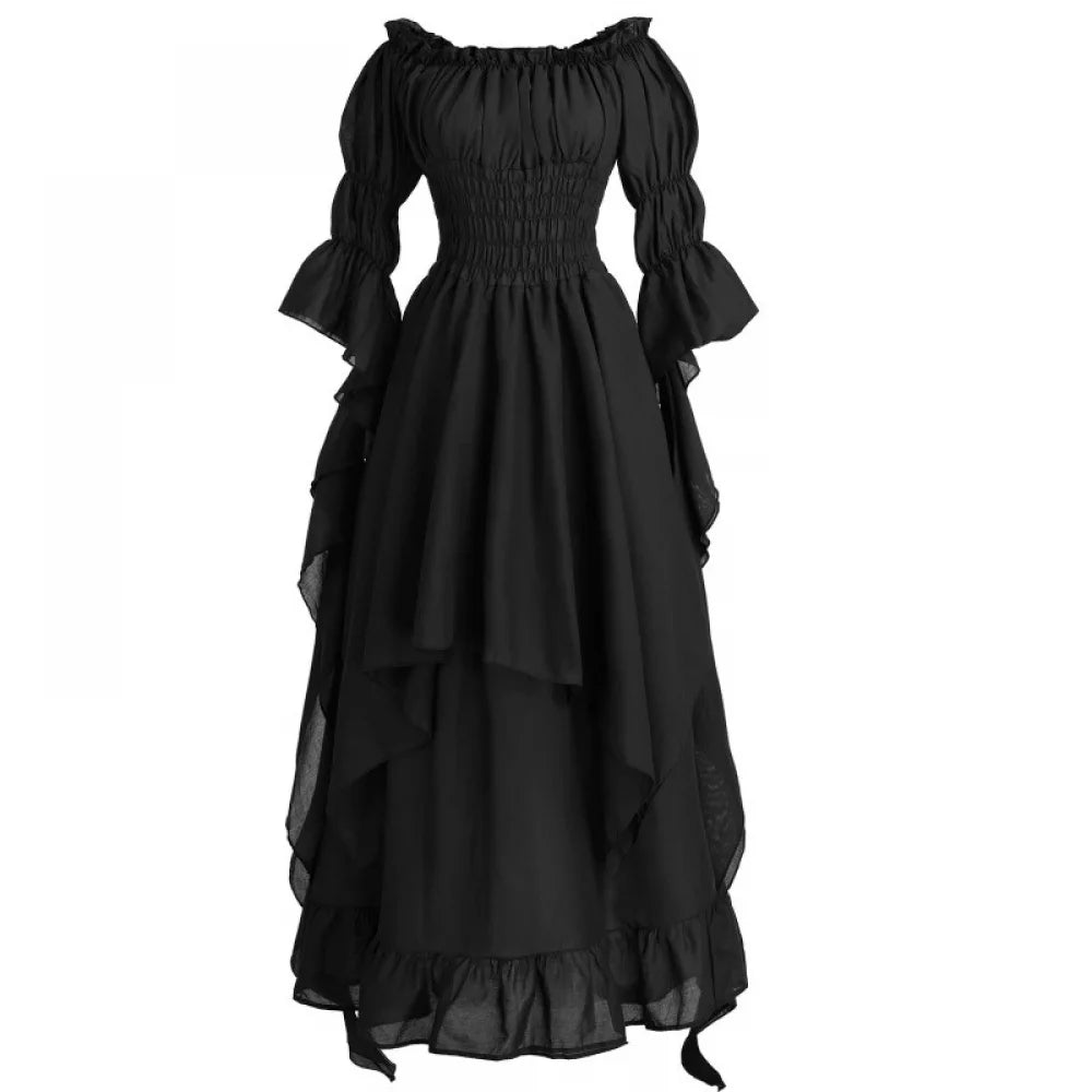 Vintage Medieval Dress Victorian Renaissance Gothic Women Cosplay Halloween Costume Prom Ruffle Princess Gown Plus Size 5XL