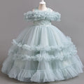 2024 New 4-12 Year Old Robe Princess Dress Flower Girl Wedding Dress Fashionable Party Dress Lace Mesh Elegant Girls' Clothing