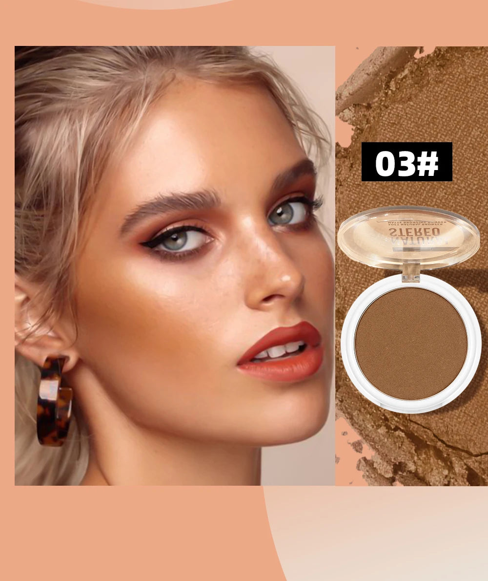 QIBEST Single Color Bronzer Contour Palette Face Shading Grooming Powder Lasting Matte Nose Shadow Highlight Blush Face Makeup