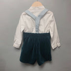 Children's Boutique Clothing Toddler Boys Green Velvet Strap Shorts