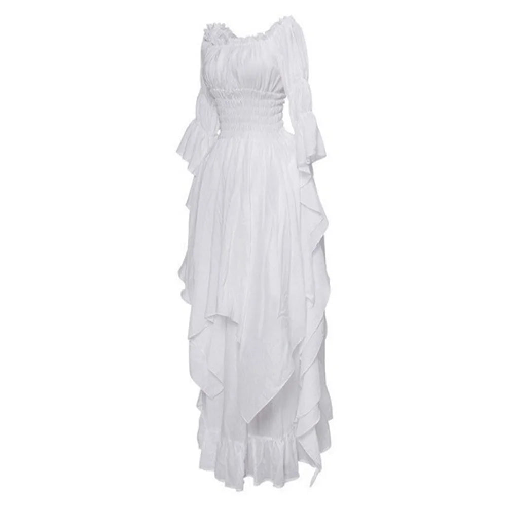 Vintage Medieval Dress Victorian Renaissance Gothic Women Cosplay Halloween Costume Prom Ruffle Princess Gown Plus Size 5XL