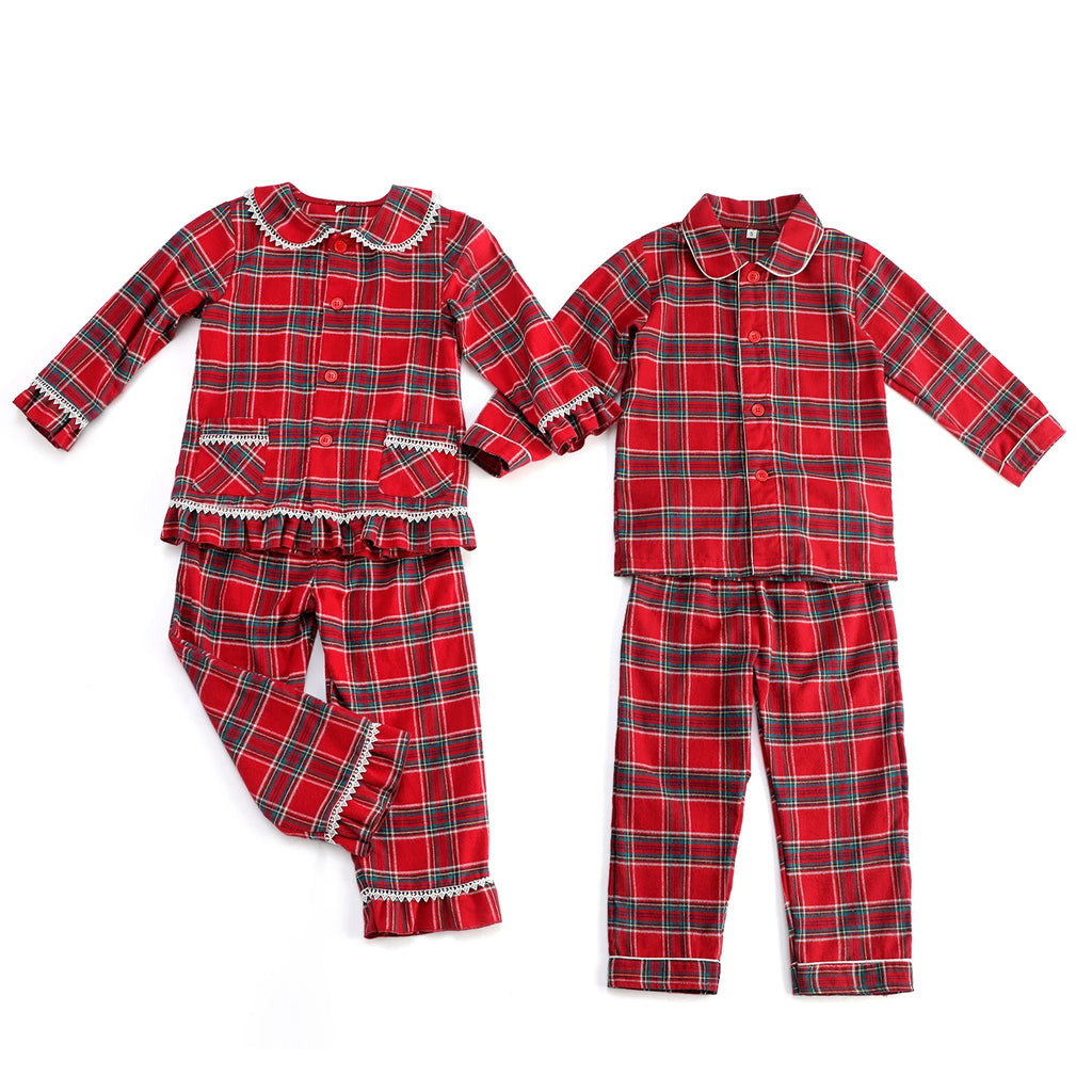 Ruffkids Velvet Baby Clothes Kids Pajamas Family Matching Pjs Loungewear Red Green Boys Girls Christmas Pyjamas Sets