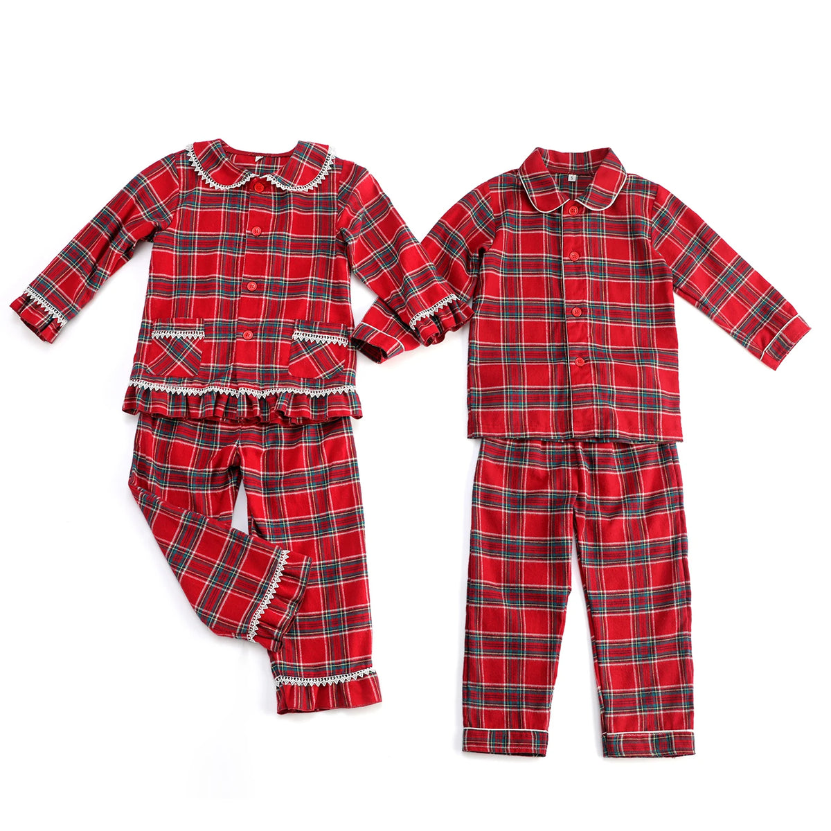 Ruffkids Velvet Baby Clothes Kids Pajamas Family Matching Pjs Loungewear Red Green Boys Girls Christmas Pyjamas Sets