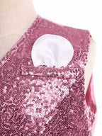 Kids Boys Glittery Sequin Waistcoat Fashion Childs Button-down Vest